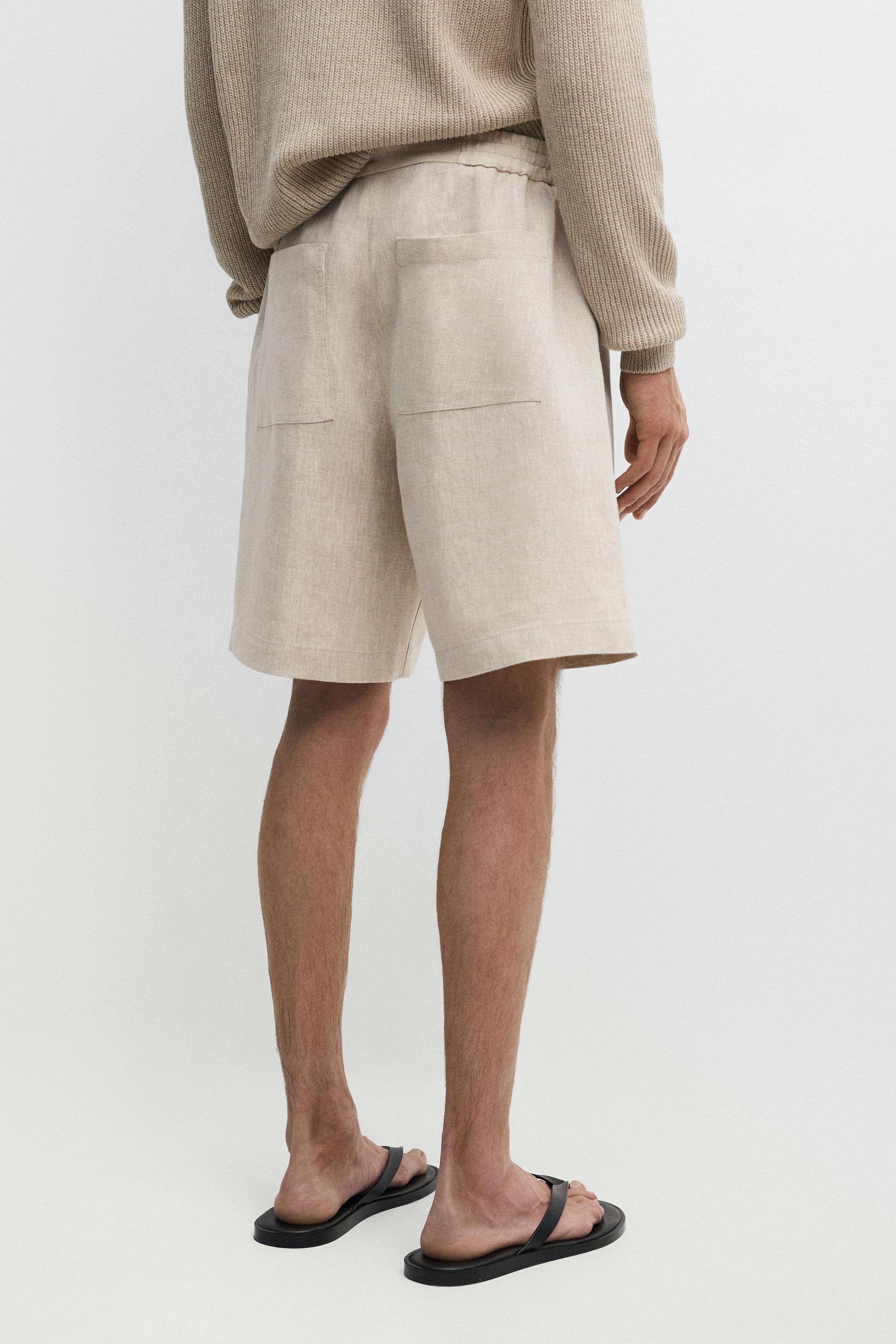 Linen Bermuda shorts with elasticated waistband